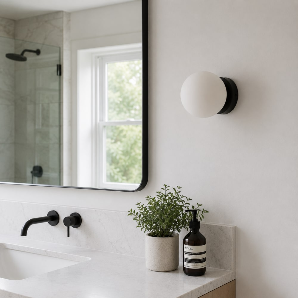 Applique murale salle de bain IP44 métal avec sphère en verre noir — vue 4