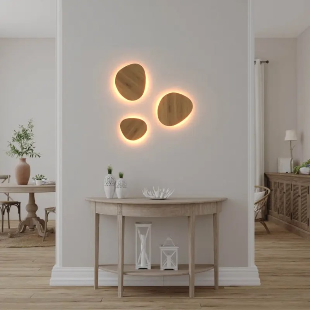 Wandleuchte Holz mit indirektem warmem Licht 2700K - Maisons Du