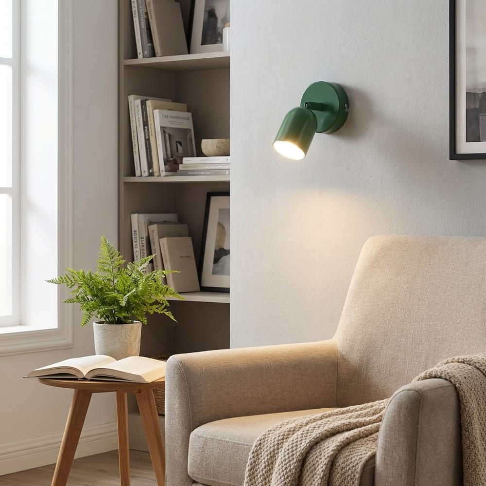 Applique murale avec spot orientable GU10 métal vert Ø5 cm — vue 4