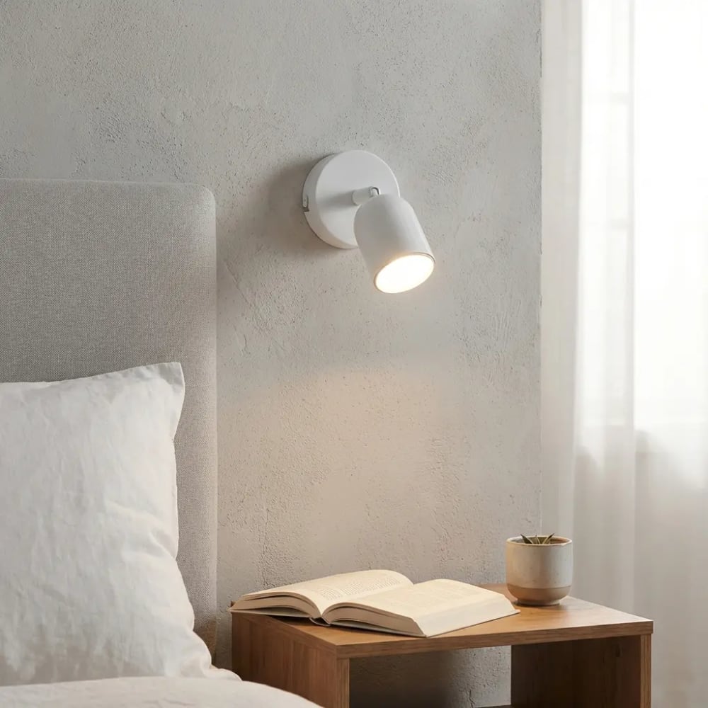 Applique murale avec spot orientable GU10 métal blanc Ø5 cm — vue 3