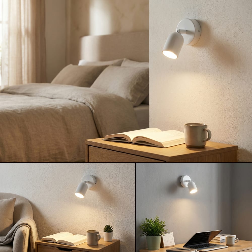 Applique murale avec spot orientable GU10 métal blanc Ø5 cm — vue 4