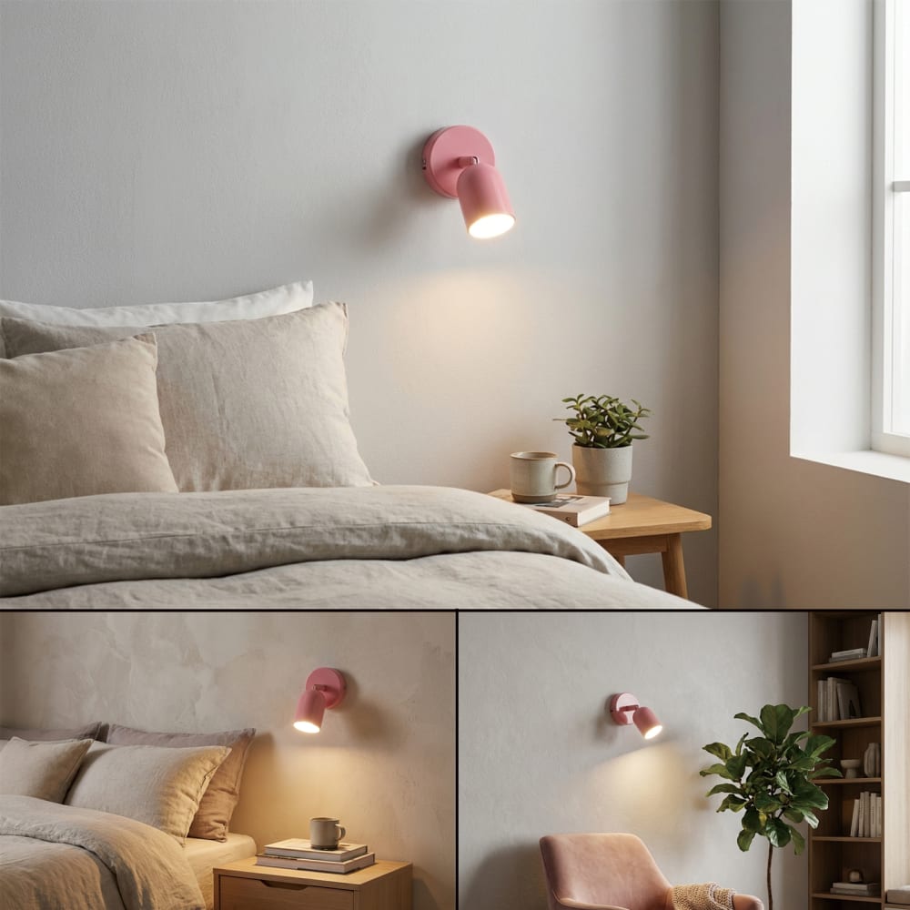 Applique murale avec spot orientable GU10 métal rose Ø5 cm — vue 4