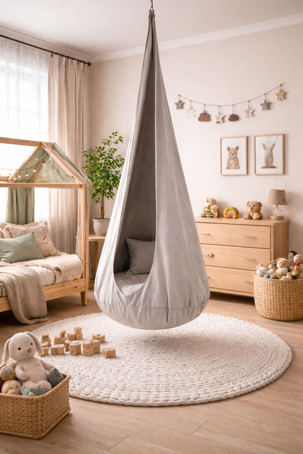 Hängehöhle für Kinder mit Sitzkissen, grau - Maisons Du Monde
