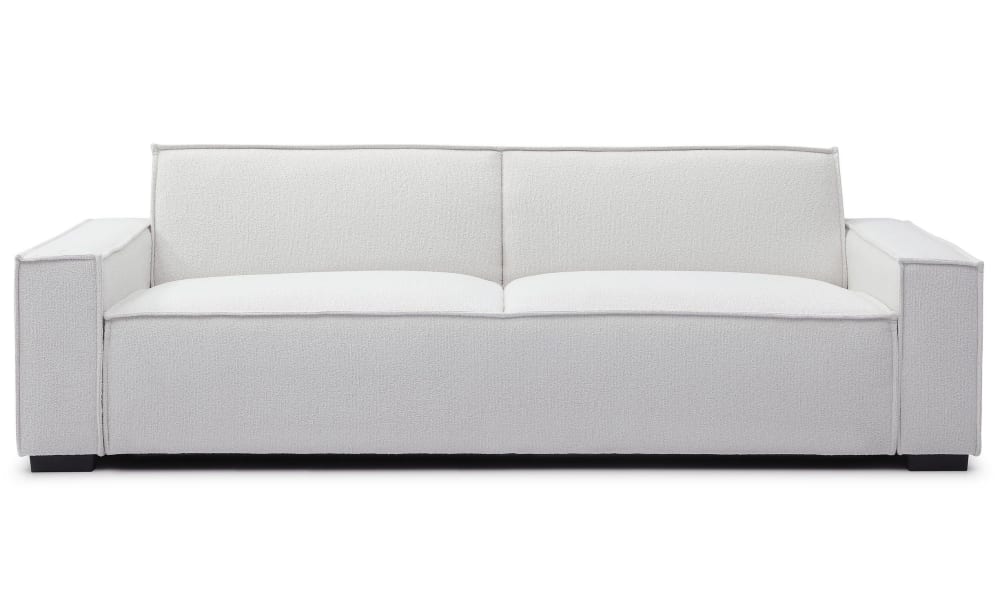 Canapé clic-clac 3 places tissu bouclette crème