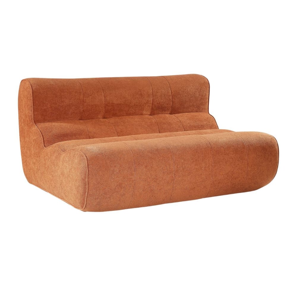 Canapé 2 places mousse polyuréthane tissu polyester touché doux orange