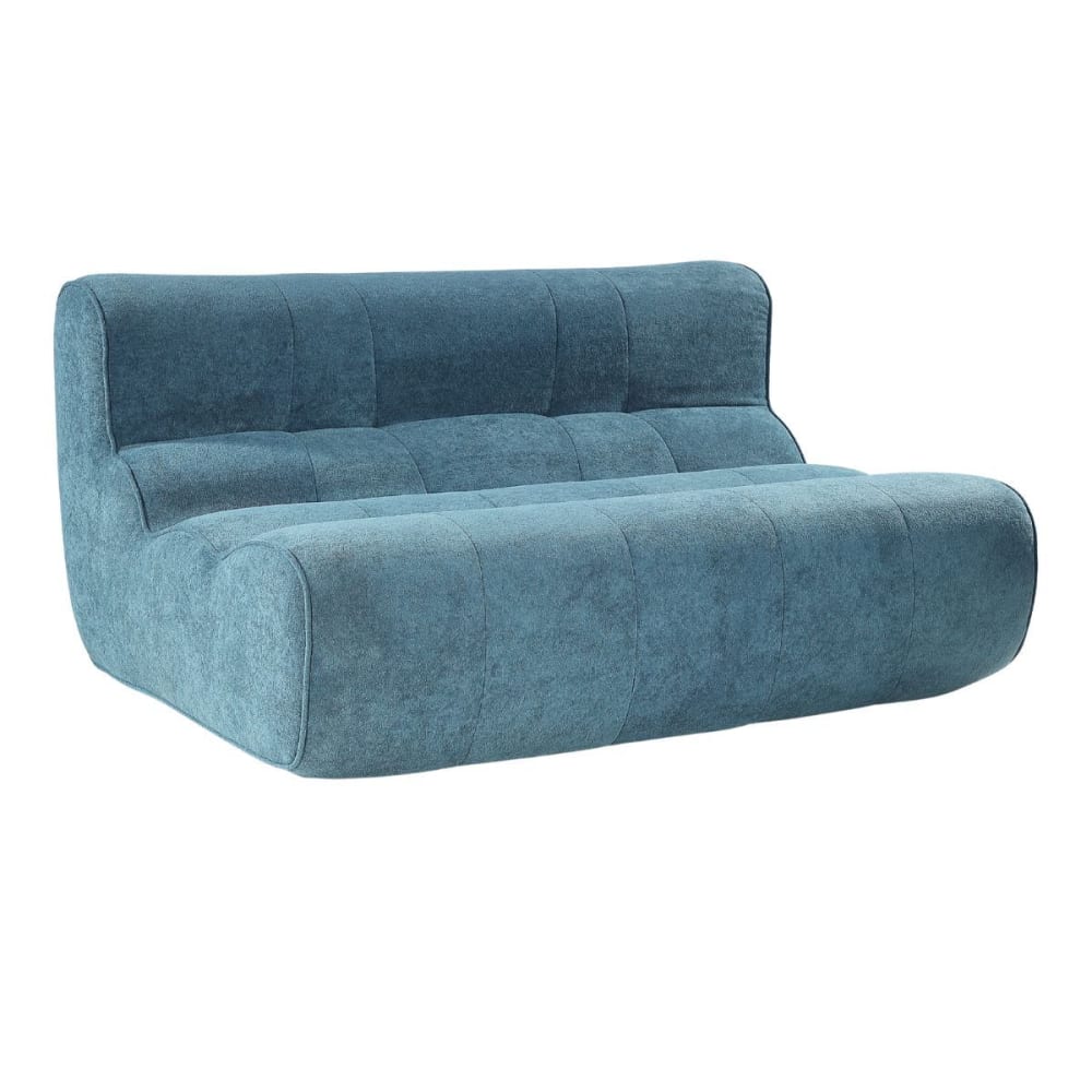 Canapé 2 places mousse polyuréthane tissu polyester touché doux bleu