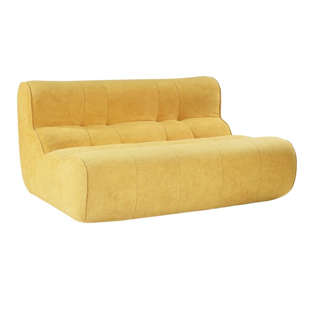 Canapé 2 places mousse polyuréthane tissu polyester touché doux jaune