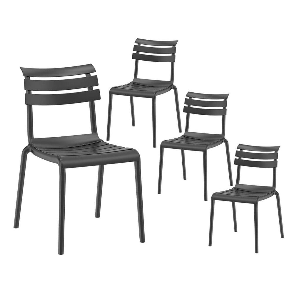 Lot de 4 chaises en plastique recyclé et polypropylène anthracite