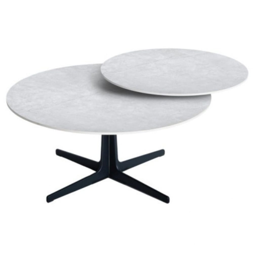 Table basse ronde plateau pivotant céramique finition gris ardoise