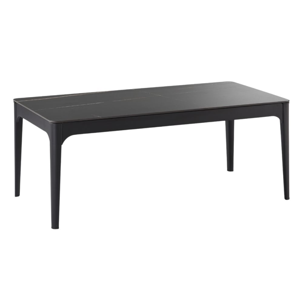 Table basse rectangulaire plateau MDF céramique noir marbré
