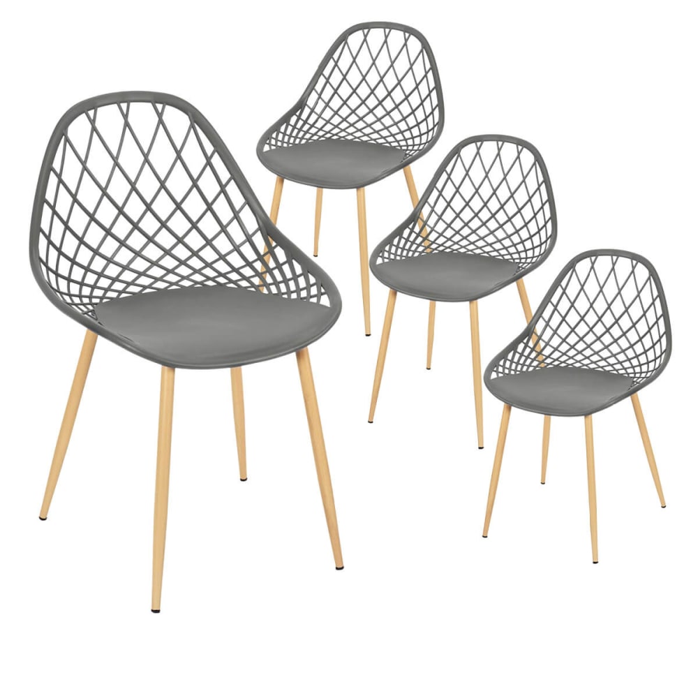 Lot de 4 chaises gris - coque