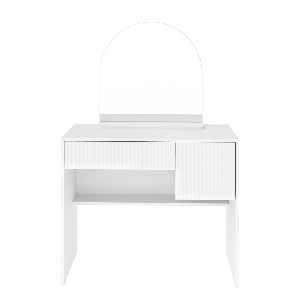 Coiffeuse avec miroir table de maquillage blanche moderne 90x40x135cm