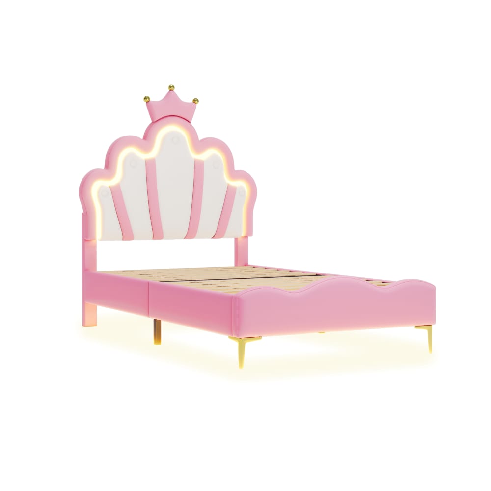 Lit princesse enfant 90x200 cm rose avec LED — Beyit