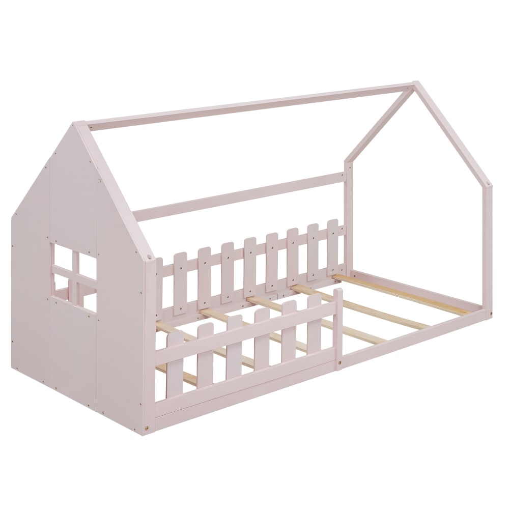 Lit cabane enfant 90x200 - bois rose