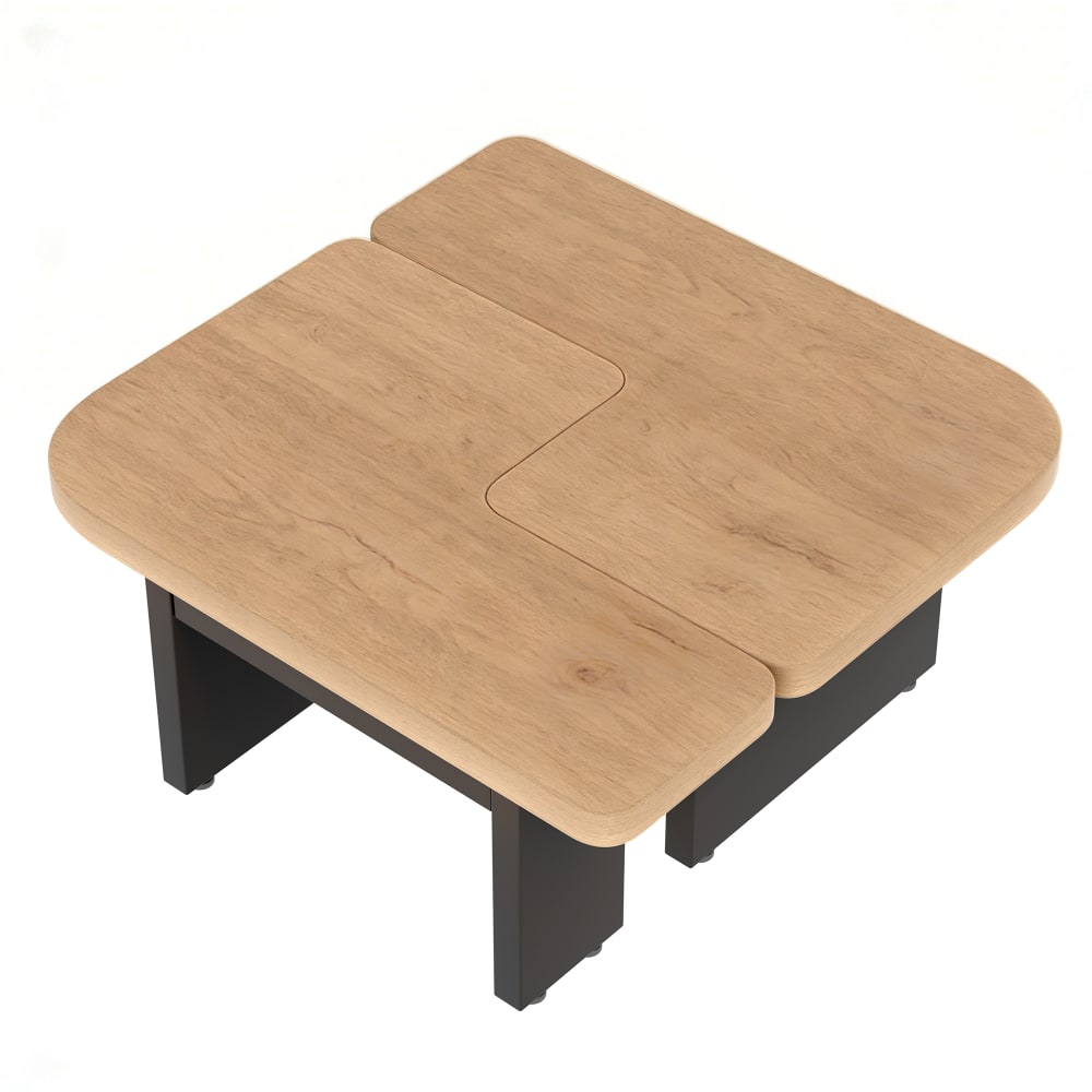 Table basse contemporaine LED en bois naturel avec rangements