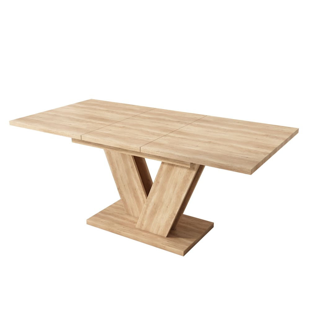 Table à manger extensible effet chêne 140-180 cm avec pied en V