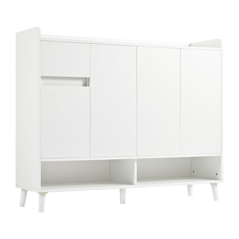Meuble à chaussures blanc avec 4 portes et 1 tiroir 120 cm