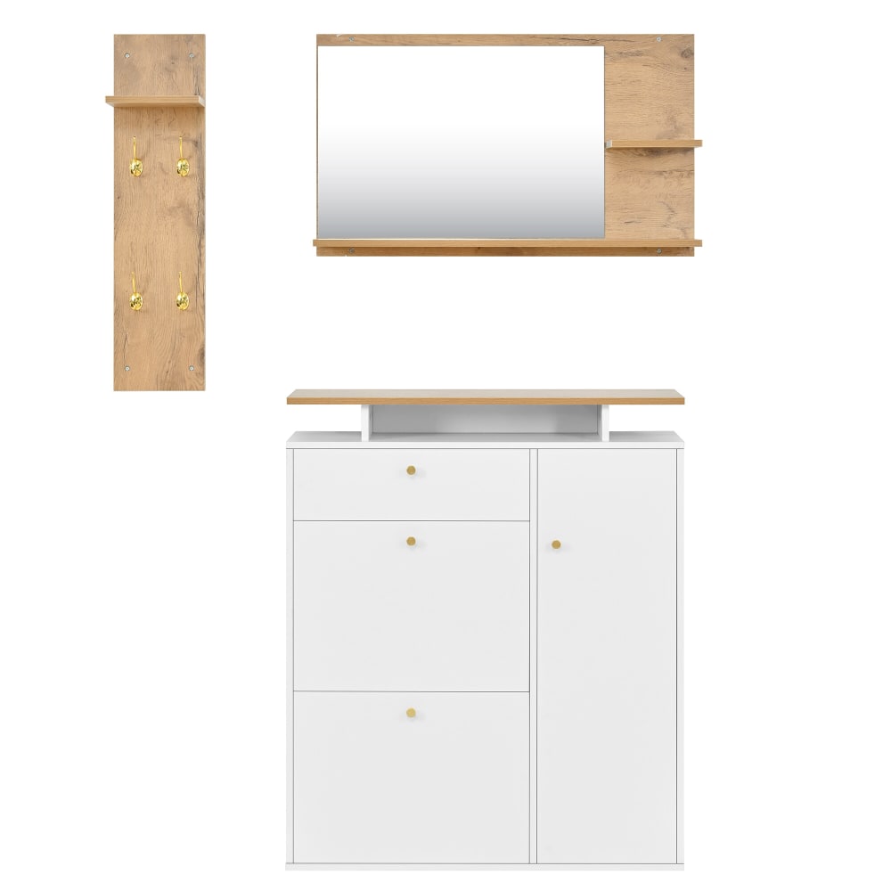 Ensemble de meuble d’entrée avec miroir, porte-manteau et banc