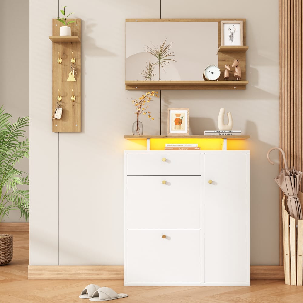 Ensemble de meuble d’entrée avec miroir, porte-manteau et banc