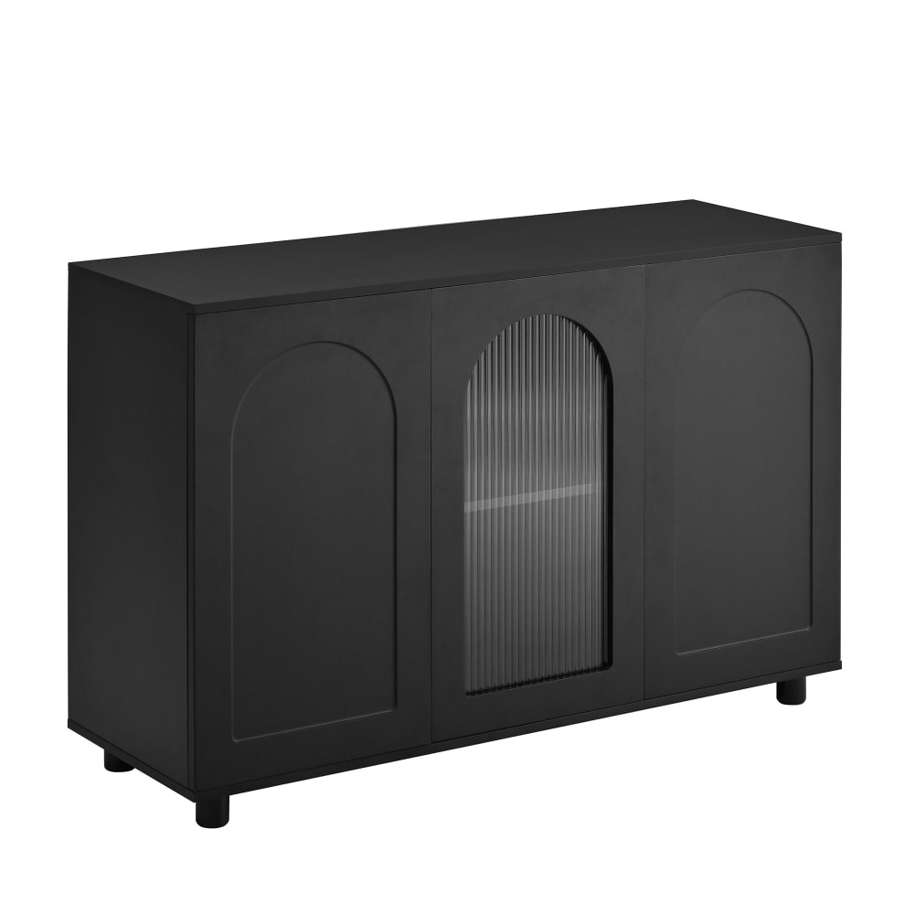 Buffet noir moderne motif en forme de U, porte vitrée 120x40x78,5 cm