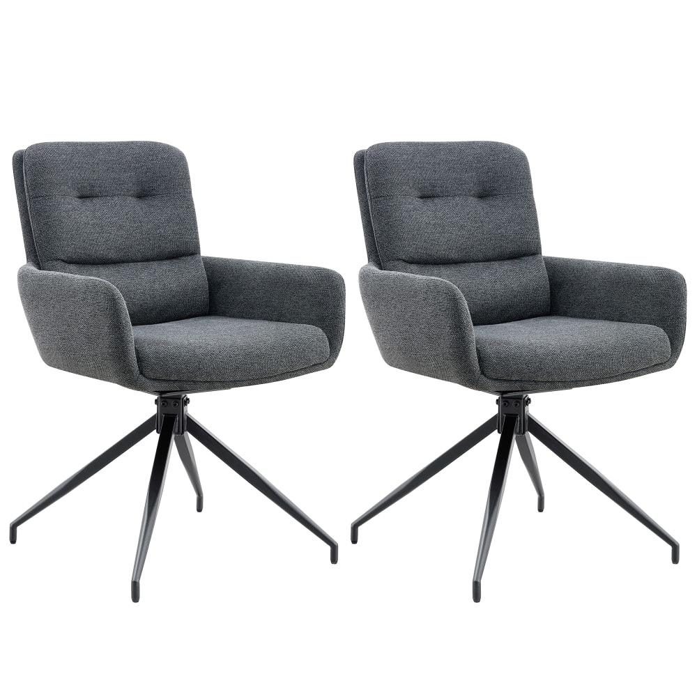 Set aus 2 Modernen Drehstühlen mit Stoffbezug, Dunkelgrau -