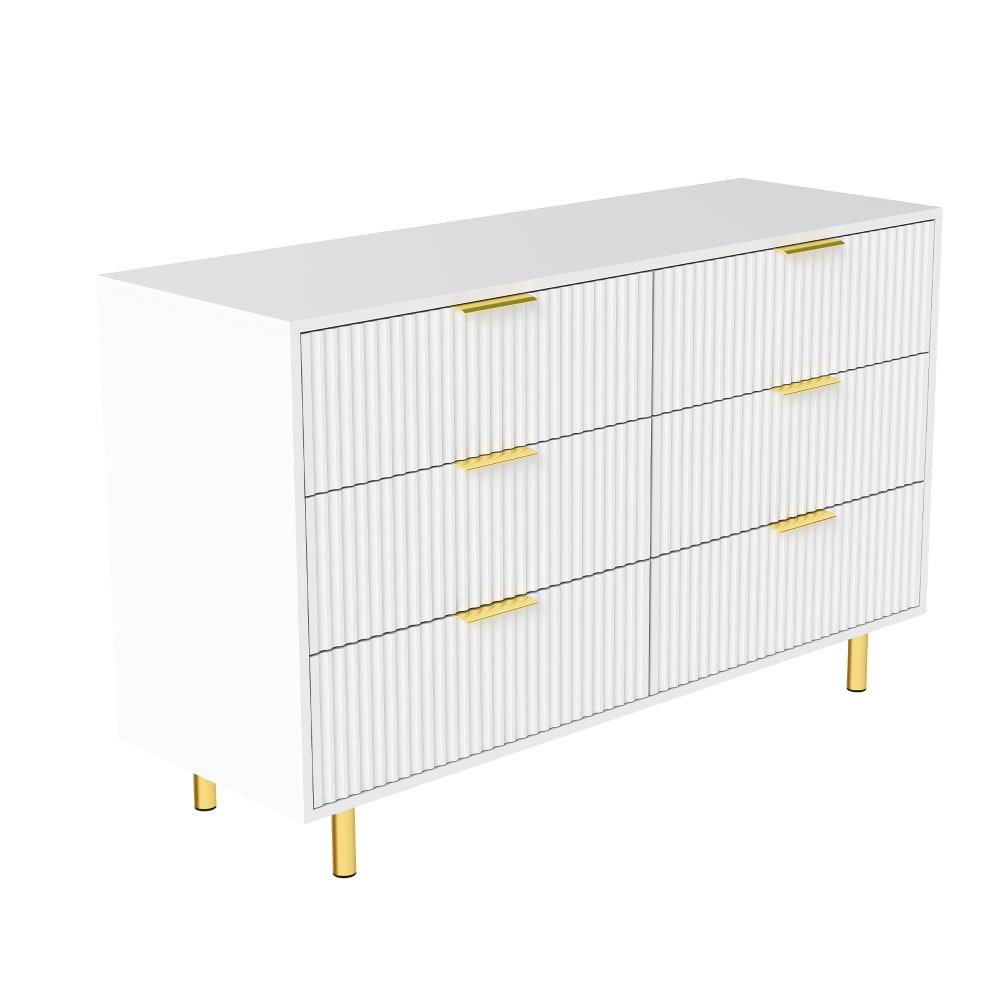 Urban Meuble Sideboard mit 6 Schubladen, Weiß Weiß Spanplatte