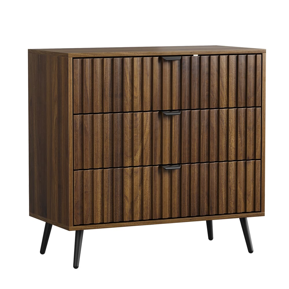 Buffet commode 3 tiroirs en bois noyer sculpté 80x38x78cm Buffet commode 3 tiroirs en bois noyer sculpté 80x38x78cm