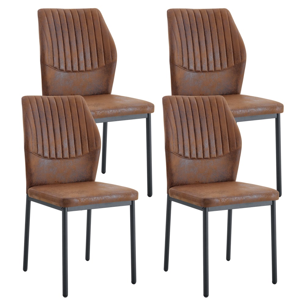 Set aus 4 Vintage-Esszimmerstühlen aus Leder,Braun - Maisons Du