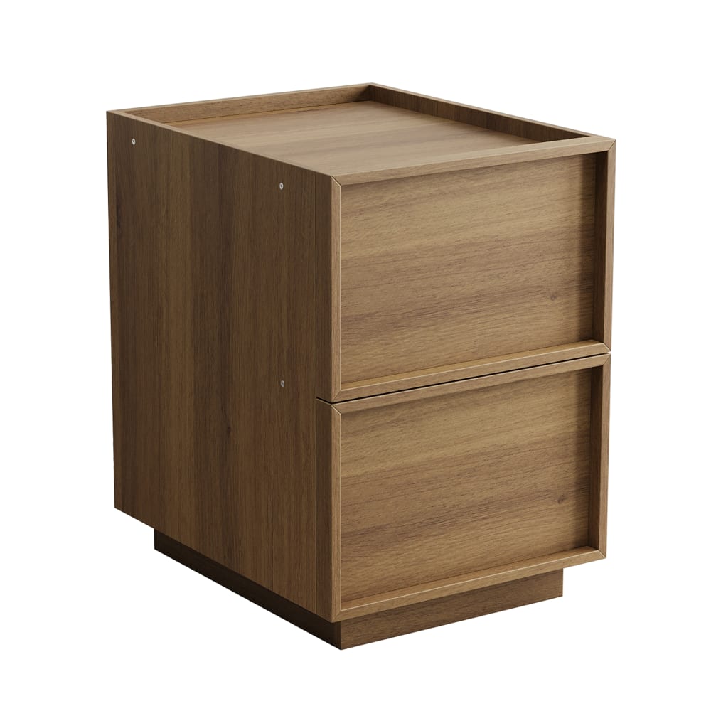 Table de chevet moderne effet chêne 2 tiroirs design sans poignée