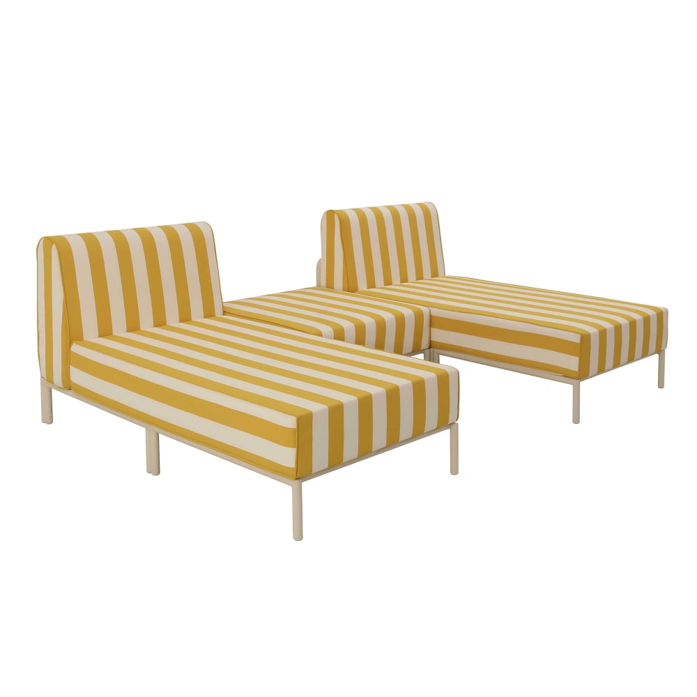Salon de jardin bas modulable rayé 3 places jaune