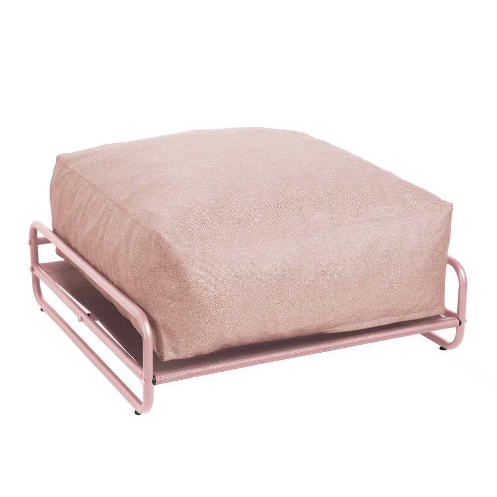 Pouf pour salon de jardin modulable avec structure rose poudré