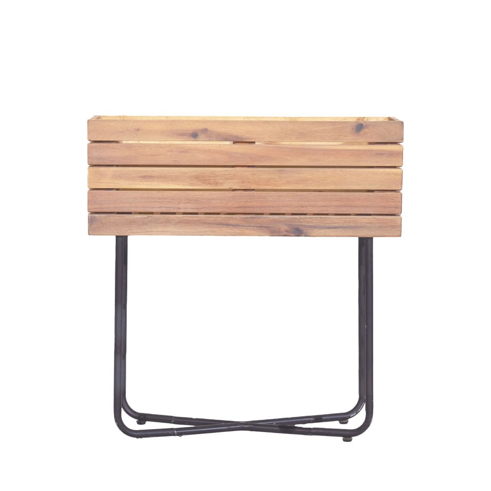 Jardinière en bois et métal H62cm - Bois clair