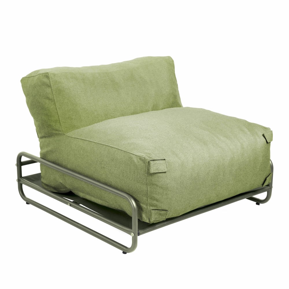 Chauffeuse pour salon de jardin modulable avec structure vert cactus