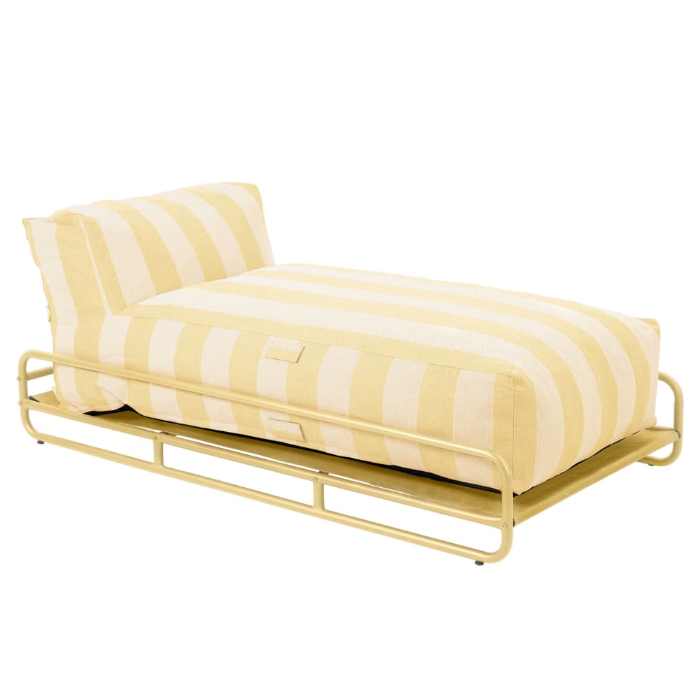 Méridienne rayée salon de jardin modulable avec structure jaune clair