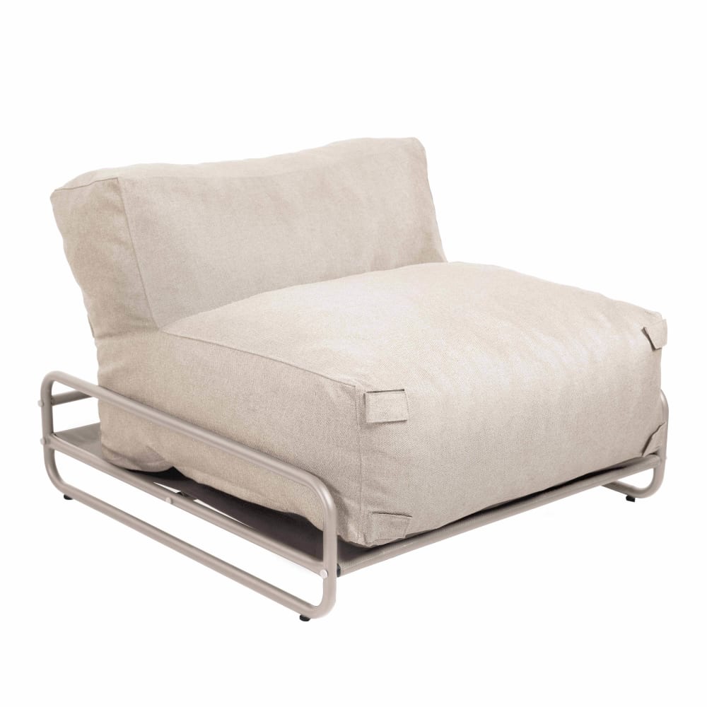 Chauffeuse pour salon de jardin modulable avec structure beige