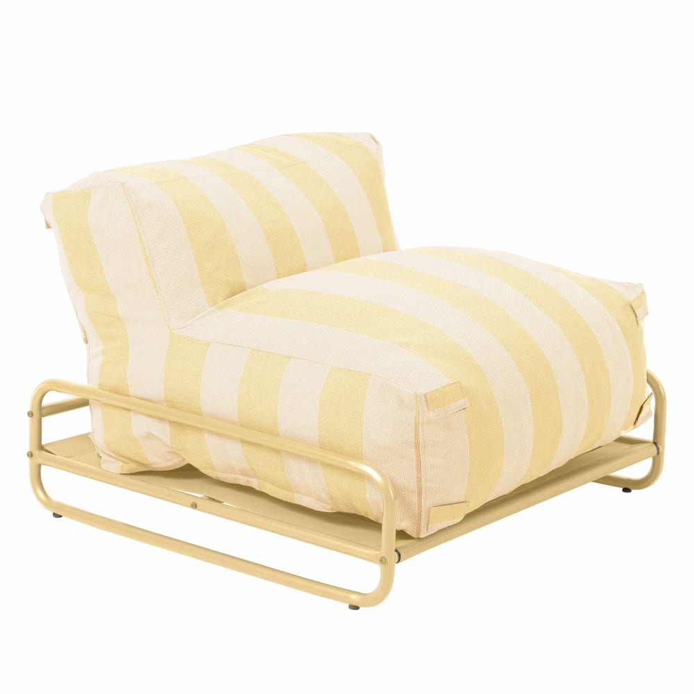 Chauffeuse rayée salon de jardin modulable et structure jaune clair