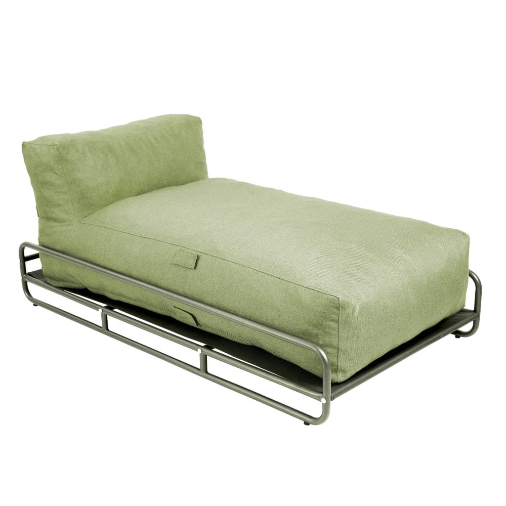 Méridienne pour salon de jardin modulable avec structure vert cactus
