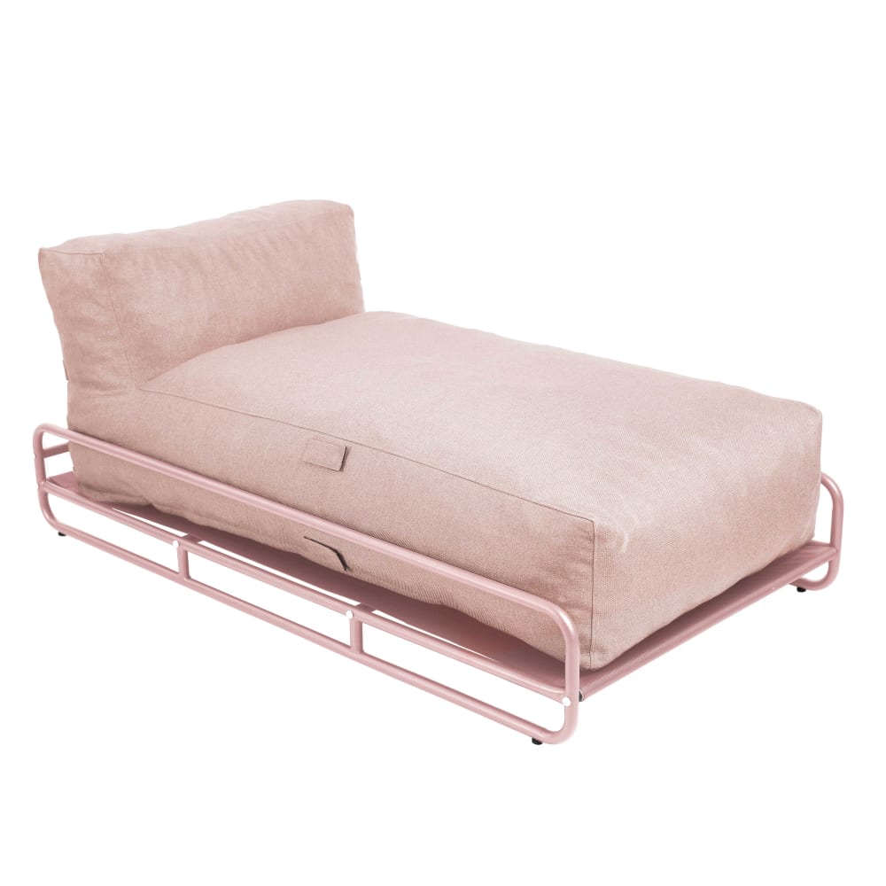 Méridienne pour salon de jardin modulable avec structure rose poudré