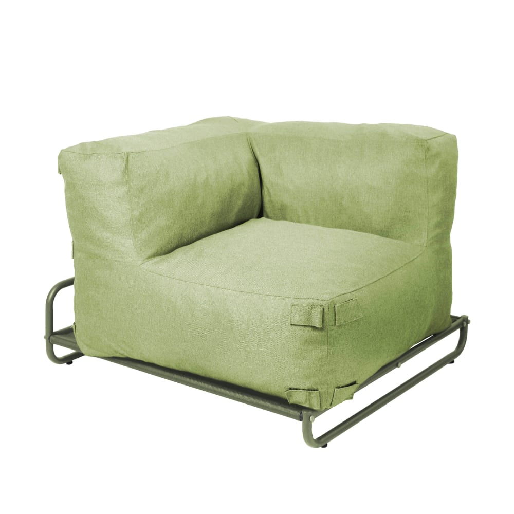 Fauteuil d'angle salon de jardin modulable et structure vert cactus