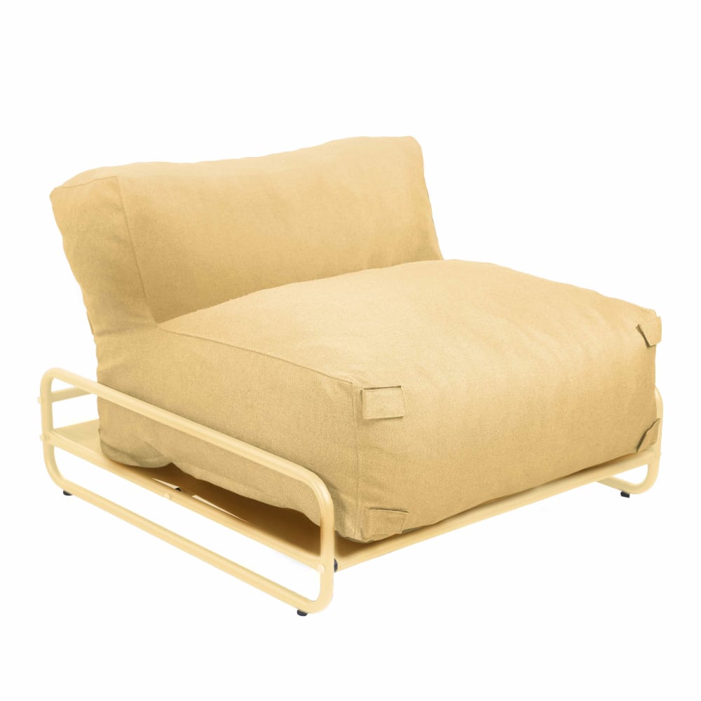 Chauffeuse pour salon de jardin modulable avec structure jaune clair