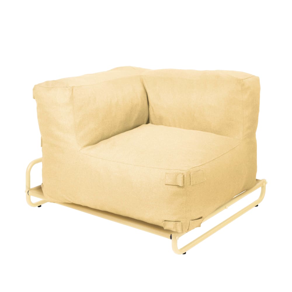 Fauteuil d'angle salon de jardin modulable et structure jaune clair