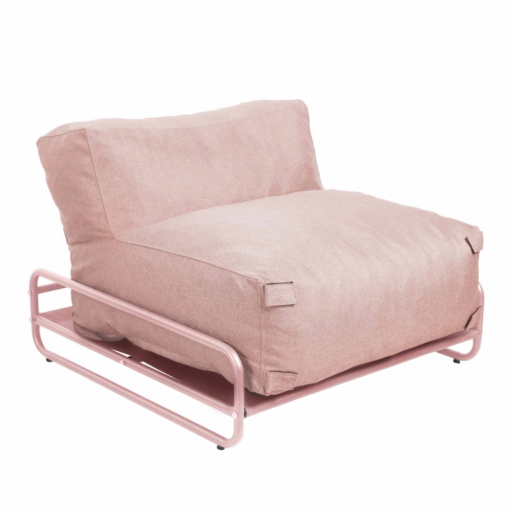 Chauffeuse pour salon de jardin modulable avec structure rose poudré