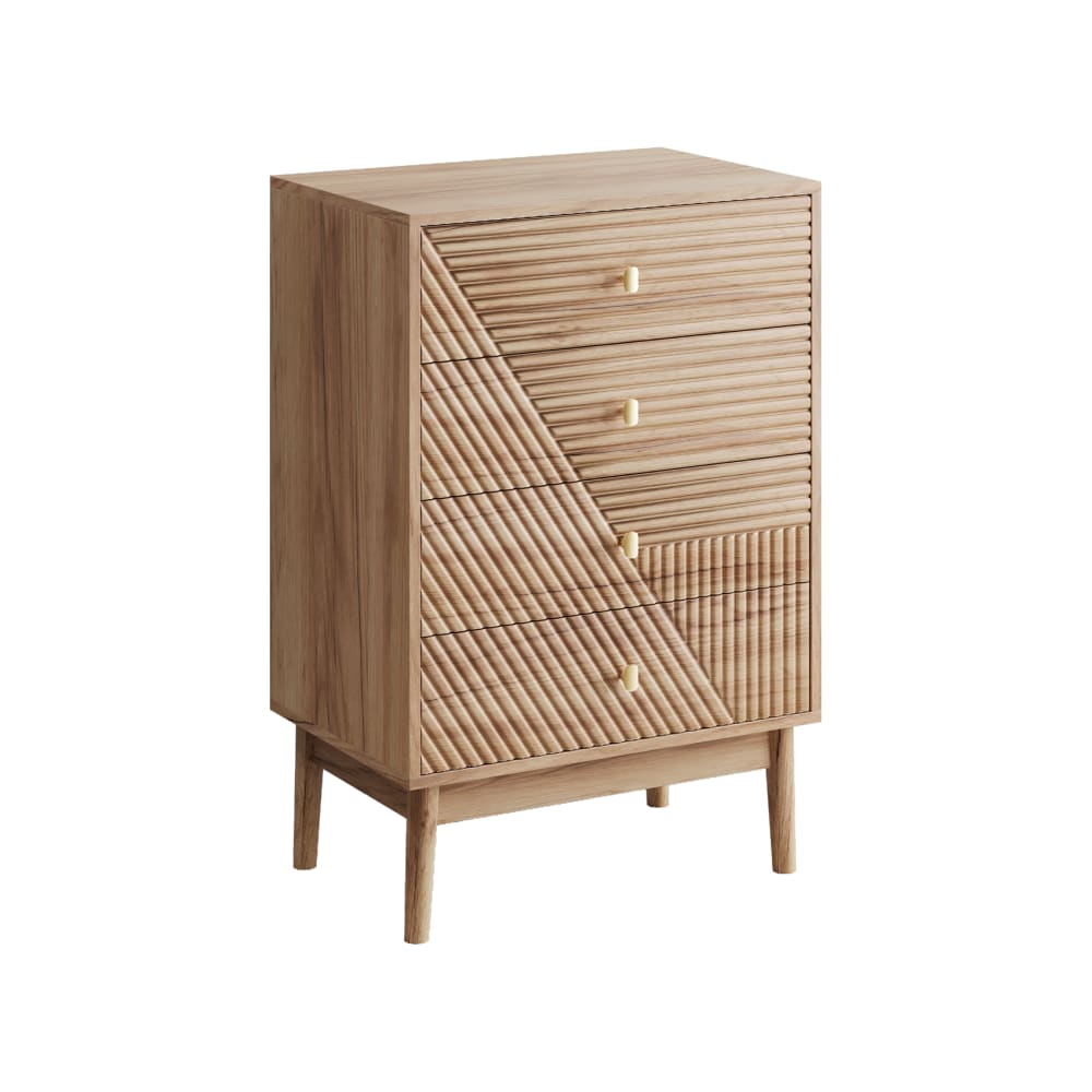 Commode scandinave 4 tiroirs effet bois chêne 4 tiroirs