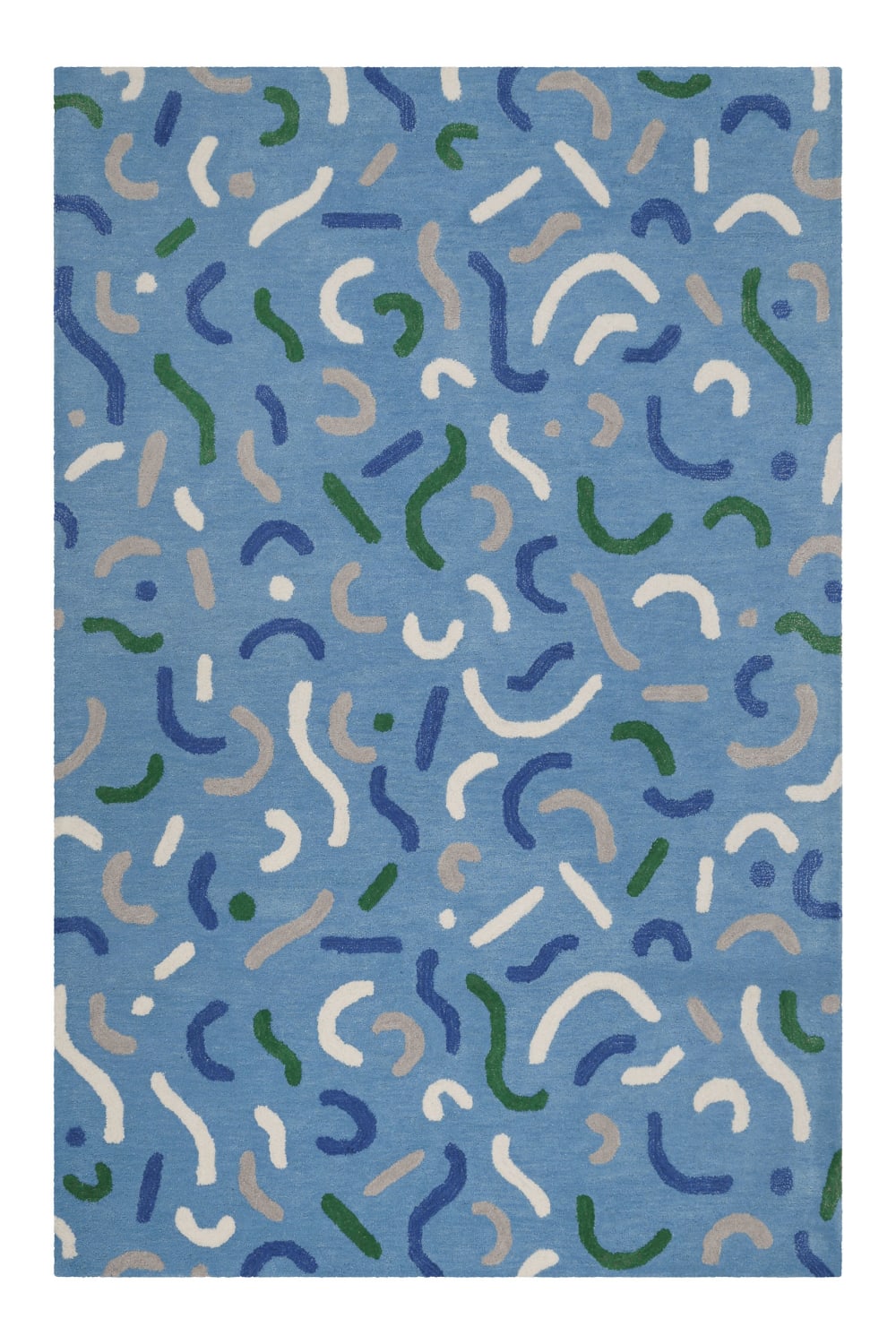Tapis enfant tufté pure laine majoritaire bleu  110x170