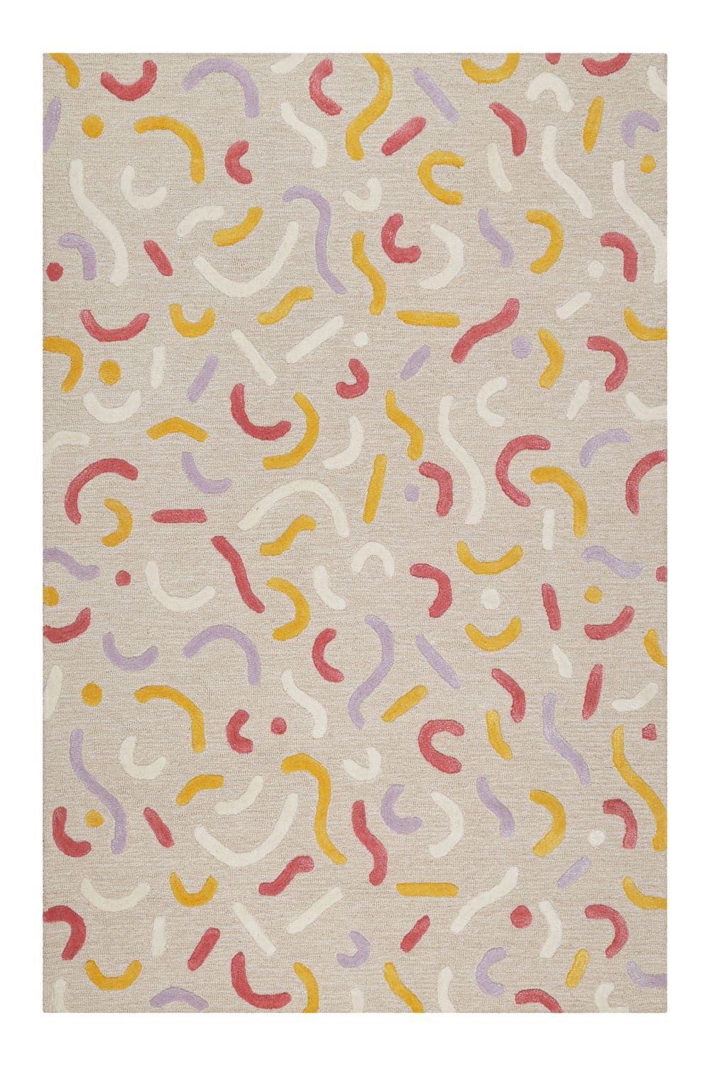Tapis enfant tufté pure laine à relief multicolore rose 200x290