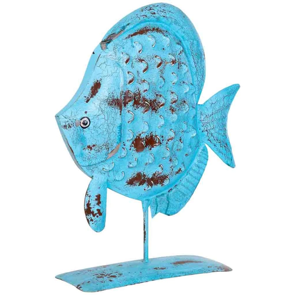 Wanderlust deco Fisch Figur Metall 45x15x57h cm blau style seaside - Metall