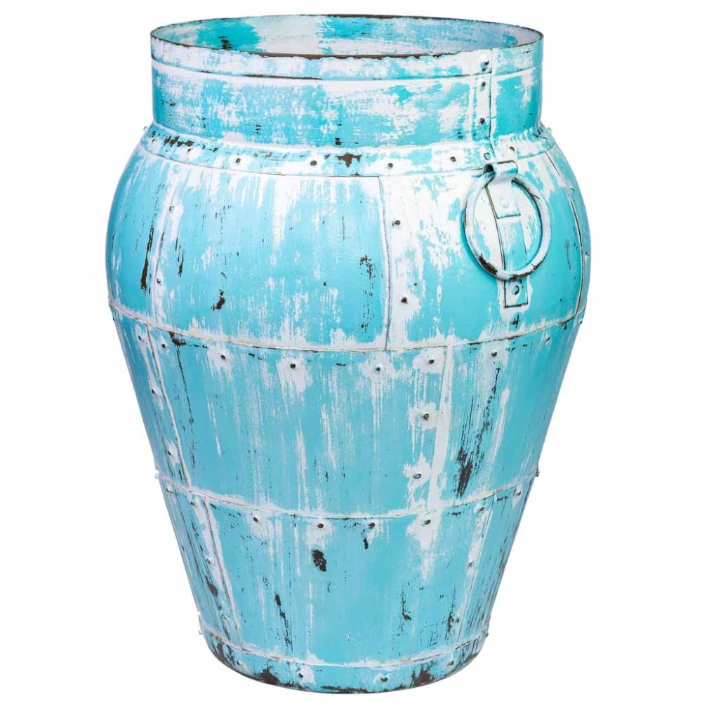 Wanderlust deco Vase Metall 45x45x60h cm blau gealtert style exotic - Metall