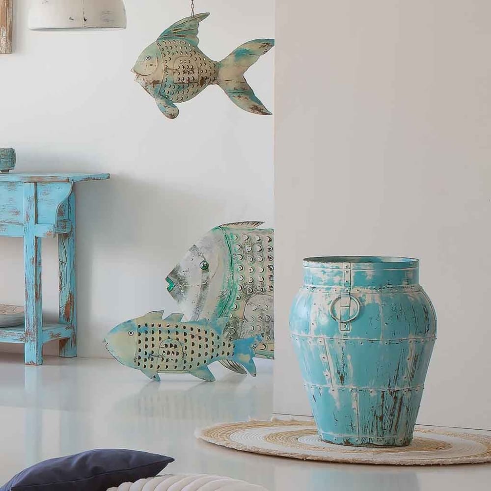Vase Metall 45x45x60h cm blau gealtert - Maisons Du Monde