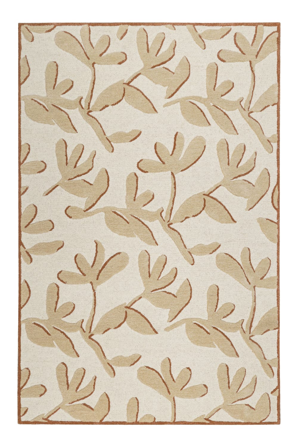 Wecon Home Designteppich floral getuftet überw. Schurwolle beige/ziegel 110x170 style modern - Öko-Tex Zertifikat -
