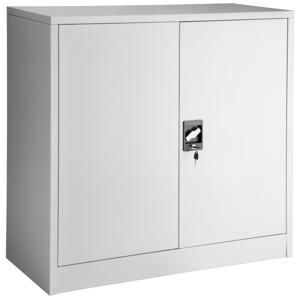 Armoire de bureau en acier 2 étagères réglables en hauteur gris